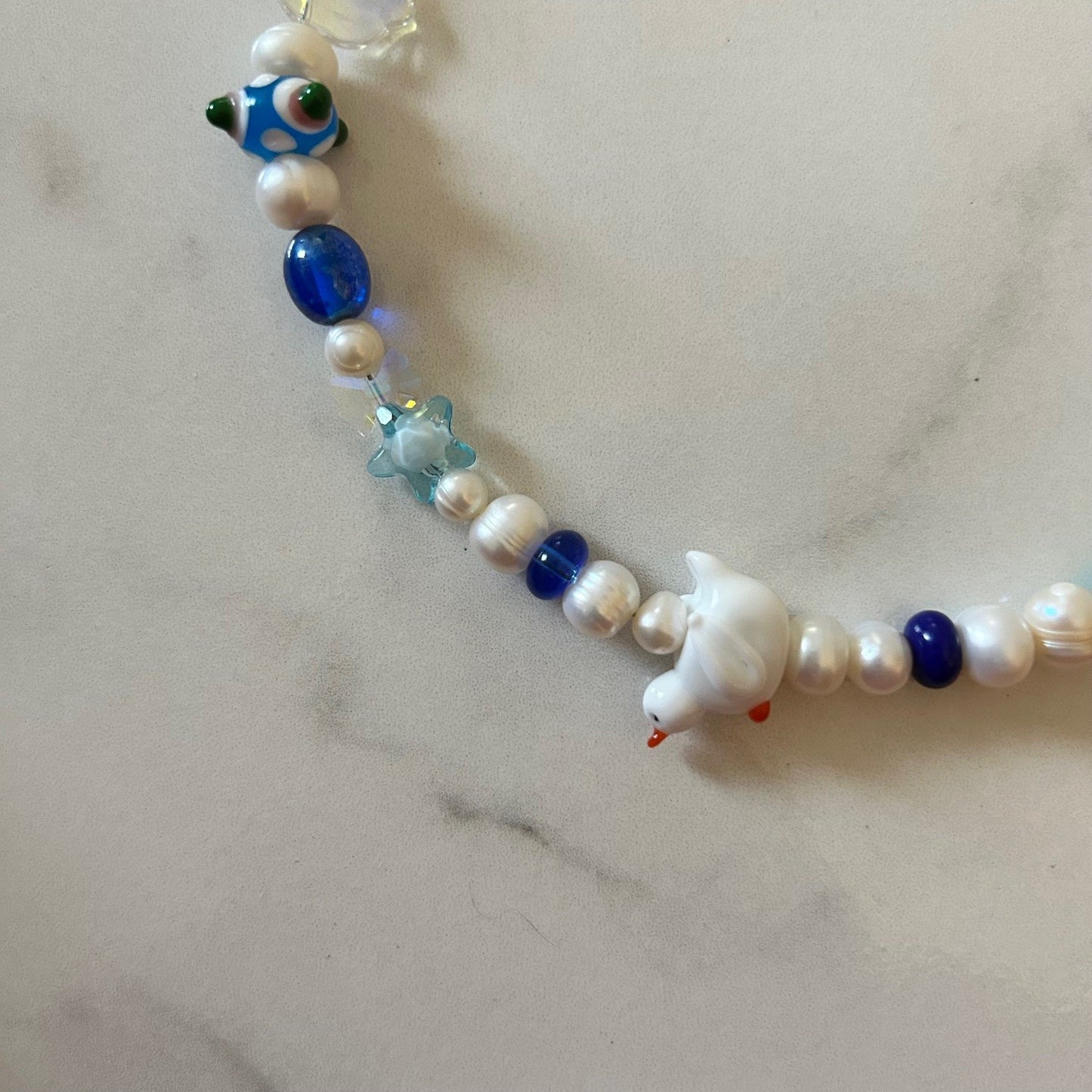 snowdrop  • winter wonderland • half beaded half pearl necklace