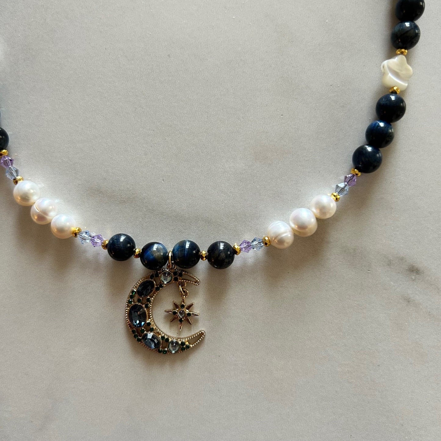 nova • half pearl half crystal necklace