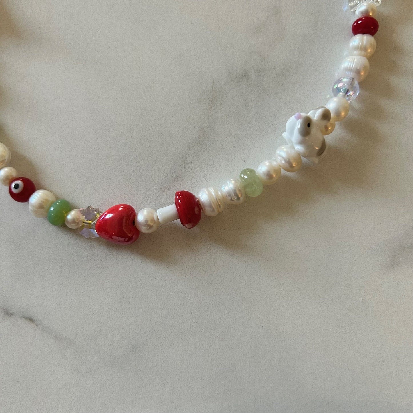 patch • half beaded half pearl necklace