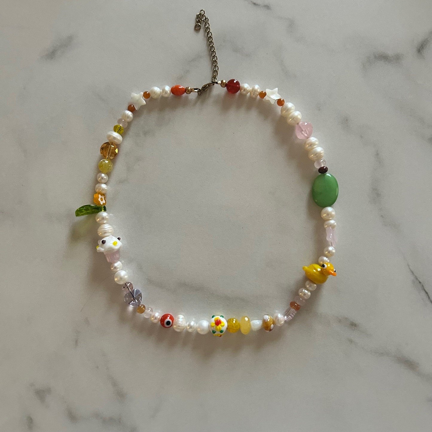 rubber ducky • half beaded half pearl necklace