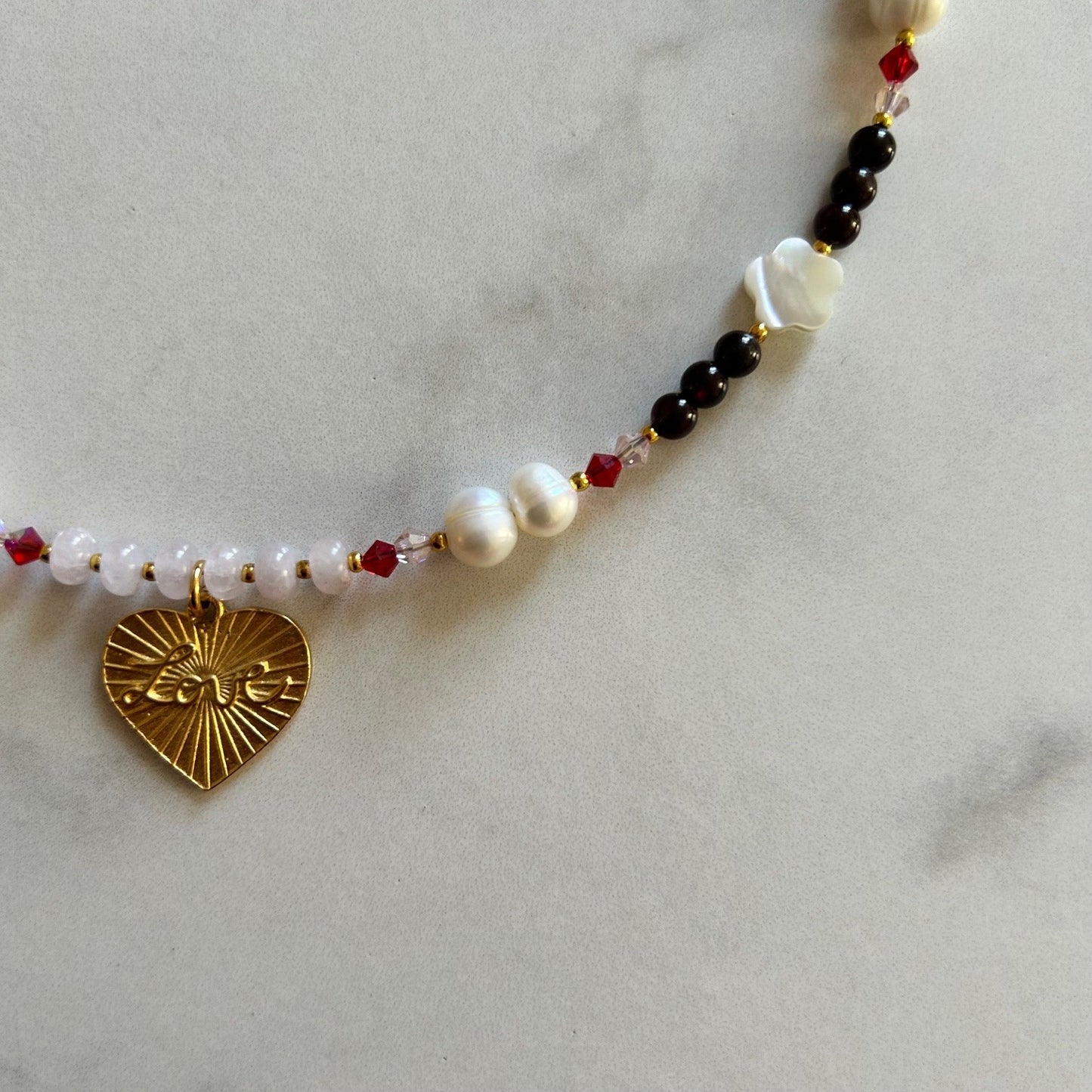 rayleigh • half beaded half pearl necklace