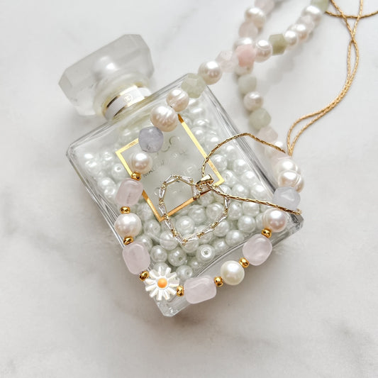 emem • half beaded half pearl necklace